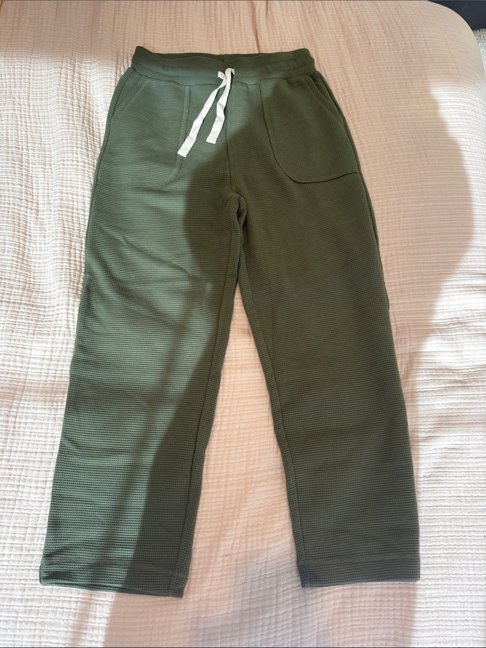 Madewell Olive Green Waffle Knit Drawstring Joggers